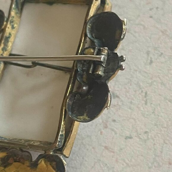 Victorian Hand Painted French Champleve Impressionist Porcelain Brooch c.1880 - Picture 9 of 12